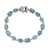 D’Joy Larimar, White Zircon Bracelet in Rhodium Over Sterling Silver (7.25 In) 22.35 ctw