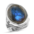 EverTrue Malagasy Labradorite 18.75 ctw Intricate Filigree Ring in Stainless Steel (Size 10.0) - Sticky add to cart bar