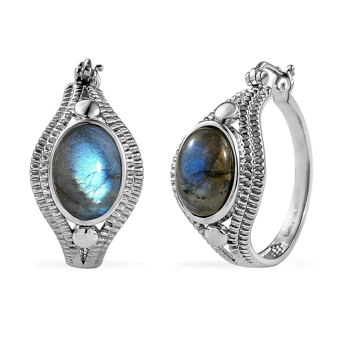 Ever True Malagasy Labradorite 12.15 ctw Earrings in Stainless Steel