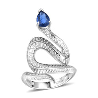 GP Kyanite Snake Ring in Rhodium Over Sterling Silver (Size 10.0) 1.00 ctw