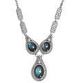 EverTrue Malagasy Labradorite 21.00 ctw Intricate Filigree Necklace 18 Inches in Stainless Steel - Sticky add to cart bar