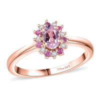 D'Joy Premium Martha Rocha Kunzite and Multi Gemstone 0.85 ctw Ring in 18K Vermeil Rose Gold Over Sterling Silver (Size 10.0)