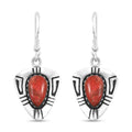 Santa Fe Style Enhanced Red Coral 4.00 ctw Earrings in Sterling Silver - Sticky add to cart bar