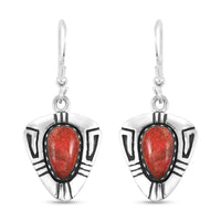 Santa Fe Style Enhanced Red Coral 4.00 ctw Earrings in Sterling Silver