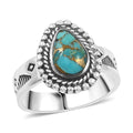 Santa Fe Style Mojave Turquoise 2.50 ctw Ring in Sterling Silver (Size 10.0) - Sticky add to cart bar