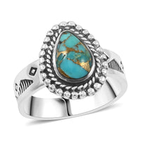 Santa Fe Style Mojave Turquoise 2.50 ctw Ring in Sterling Silver (Size 10.0)