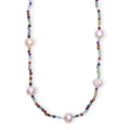 Multi Color Freshwater Pearl and Multi Gemstone 30 ctw Necklace 24 Inches in Rhodium Over Sterling Silver - Sticky add to cart bar
