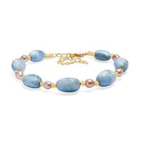 Larimar 65.00 ctw Bracelet in Vermeil YG Over Sterling Silver (7.50 In)