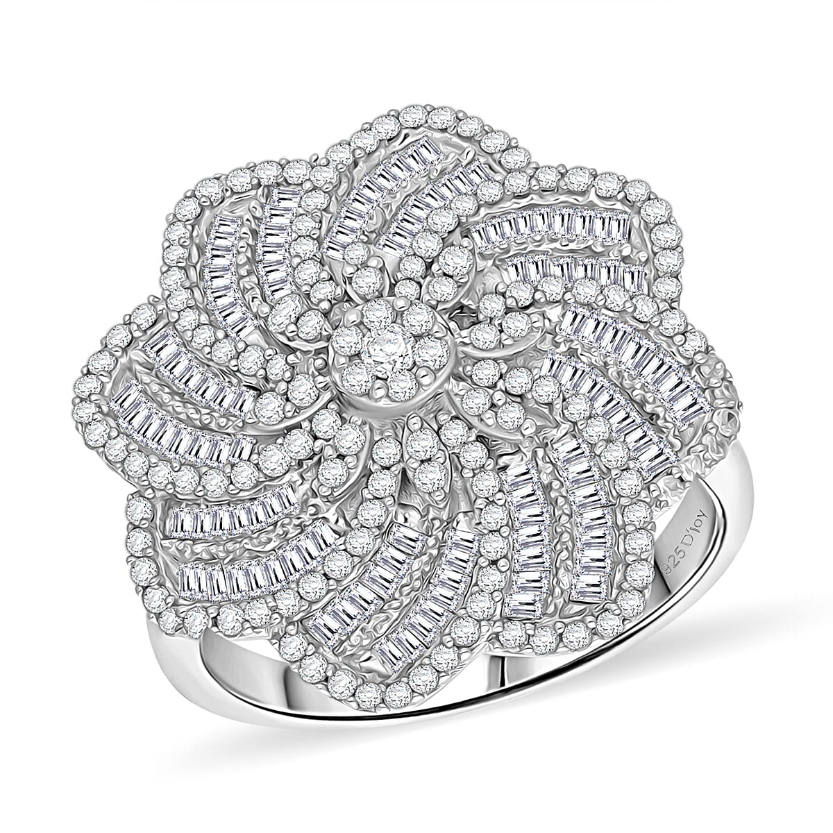 D'Joy Blue Diamond 1.50 ctw Ring in Rhodium Over Sterling Silver (Size 6.0)