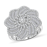D'Joy Blue Diamond 1.50 ctw Ring in Rhodium Over Sterling Silver (Size 6.0)