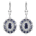 D'Joy Catalina Iolite and White Zircon 2.80 ctw Stellar Crown Earrings in Rhodium Over Sterling Silver - Sticky add to cart bar
