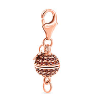 D'Joy 8MM Garnet Magetic Lock with 9mm Losber Clasp in 14K Rose Gold Over Sterling Silver