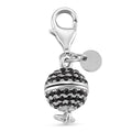 Rhodium Over Sterling Silver 8MM Magetic Lock with Black Spinel and 9mm Losber Clasp - Sticky add to cart bar
