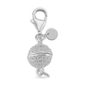 Rhodium Over Sterling Silver 8MM Magetic Lock with White Zircon and 9mm Losber Clasp - Sticky add to cart bar