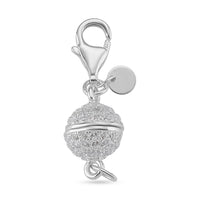 Rhodium Over Sterling Silver 8MM Magetic Lock with White Zircon and 9mm Losber Clasp