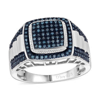 D’Joy Blue Diamond (IR) Ring in Rhodium Over Sterling Silver (Size 10.0) 0.75 ctw