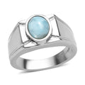 Ever True Larimar 2.25 ctw Men's Ring in Stainless Steel (Size 10.0) - Sticky add to cart bar