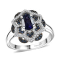 D'Joy Catalina Iolite, Multi Gemstone Starblossom Ring in Rhodium Over Sterling Silver (Size 10.0) (Del. in 10-12 Days) 1.25 ctw - Sticky add to cart bar