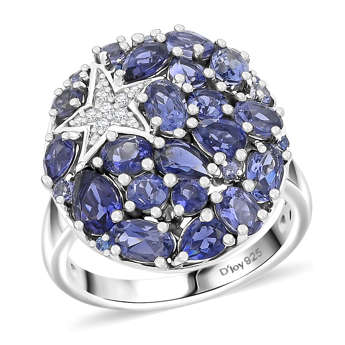 D'Joy Catalina Iolite and Multi Gemstone 3.30 ctw Wish Keeper Ring in Rhodium Over Sterling Silver (Size 10.0) (Del. in 10-12 Days)