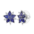 D'Joy Catalina Iolite and White Zircon 2.40 ctw Stellar Bloom Earrings in Rhodium Over Sterling Silver - Sticky add to cart bar