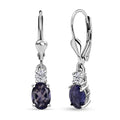 D'Joy Catalina Iolite and Moissanite 1.50 ctw Timeless Grace Earrings in Rhodium Over Sterling Silver - Sticky add to cart bar