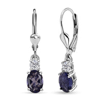 D'Joy Catalina Iolite and Moissanite 1.50 ctw Timeless Grace Earrings in Rhodium Over Sterling Silver