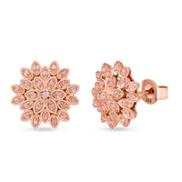 D'Joy Uncut Natural Pink Diamond 0.33 ctw Floral Stud Earrings in 18K Vermeil Rose Gold Over Sterling Silver