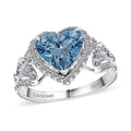 Luxuriant Lab Grown Blue and Whtie Diamond VS 3.60 ctw Heart Ring in 950 Platinum (Size 10.0) 5.40 Grams - Sticky add to cart bar