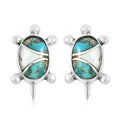 Santa Fe Style Mojave Turquoise, Mother Of Pearl Earrings in Sterling Silver 2.00 ctw - Sticky add to cart bar