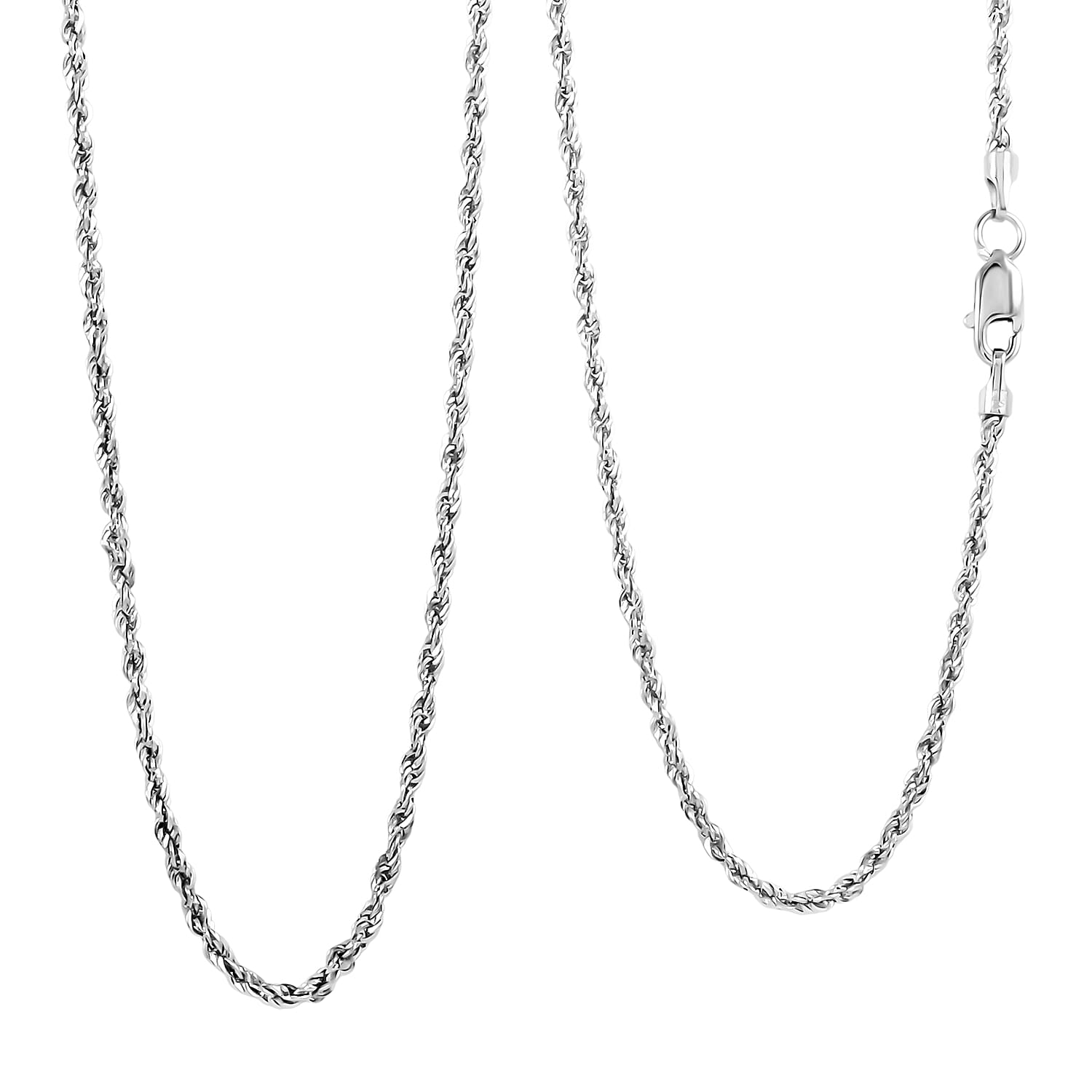 10K White Gold 1.5mm Rope Chain Necklace 1.3 Grams 18 Inches