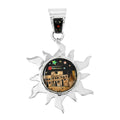 Santa Fe Style Black Onyx, Jasper Pueblo Pendant in Sterling Silver 17.00 ctw - Sticky add to cart bar