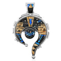 Santa Fe Style Black Onyx, Jasper Pueblo Pendant in Sterling Silver 22.00 ctw - Sticky add to cart bar