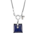 Lapis Lazuli 90.00 ctw and Austrian Crystal Necklace in Silvertone 25.50 Inches - Sticky add to cart bar