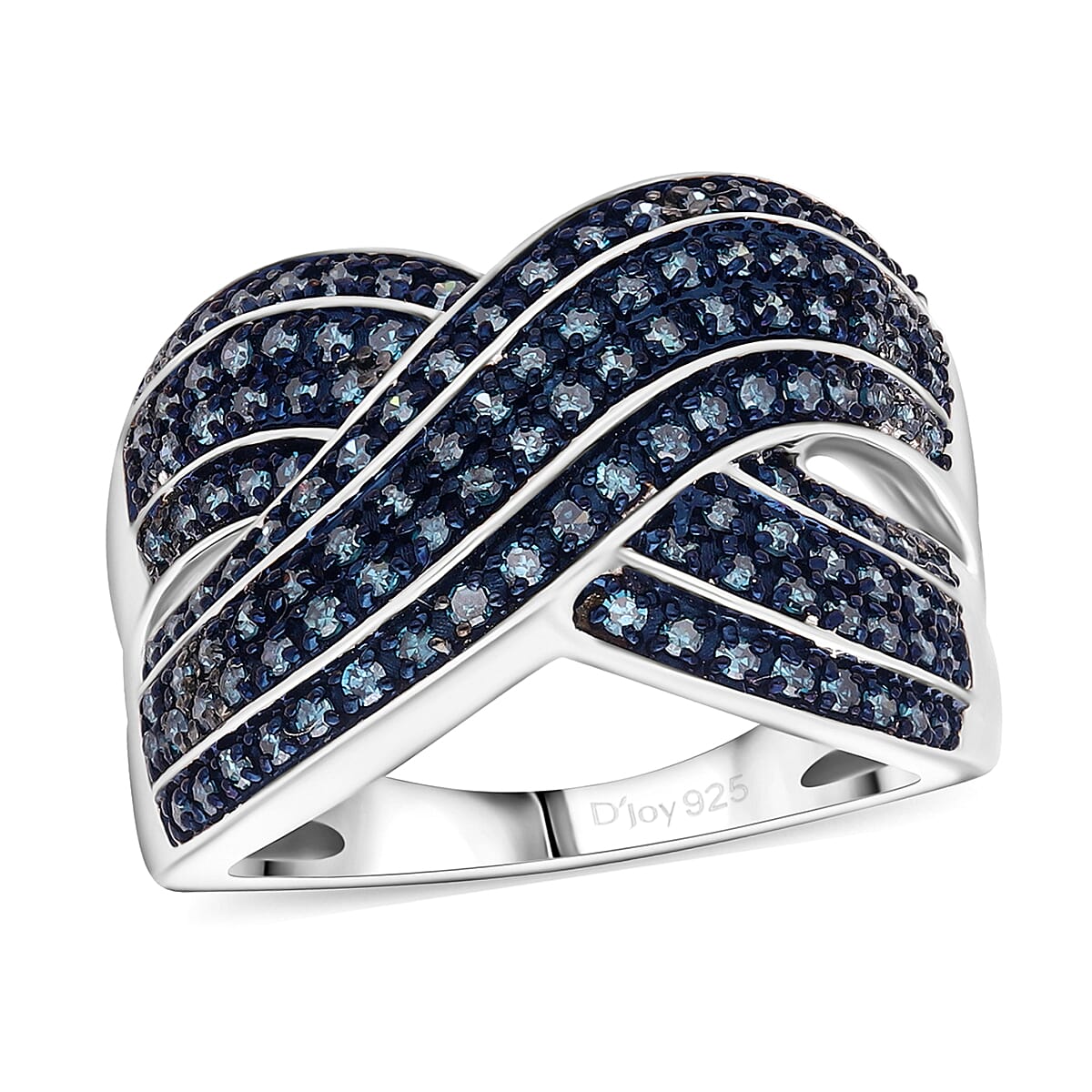 D’Joy Blue Diamond (IR) 0.75 ctw Ring in Rhodium Over Sterling Silver (Size 10.0)