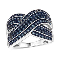 D’Joy Blue Diamond (IR) 0.75 ctw Ring in Rhodium Over Sterling Silver (Size 10.0)