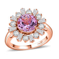 D'Joy Premium Martha Rocha Kunzite and Moissanite 3.90 ctw Rose Bloom Ring in 18K Vermeil Rose Gold Over Sterling Silver - Sticky add to cart bar