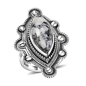 D’joy Artisan Crafted White Buffalo Ring in Sterling Silver (Size 10.0) 8.00 ctw