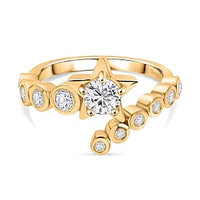D'Joy Moissanite 0.90 ctw Ring in 14K Yellow Gold Plated Sterling Silver (Size 9.0)