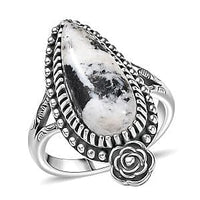 D’joy Artisan Crafted White Buffalo Ring in Sterling Silver (Size 10.0) 6.10 ctw
