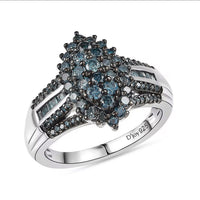 D’Joy Blue Diamond 1.00 ctw Ring in Rhodium Over Sterling Silver (Size 10.0)