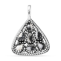 D'Joy Artisan Crafted White Buffalo 3.10 ctw Southwest Pendant without Chain in Sterling Silver