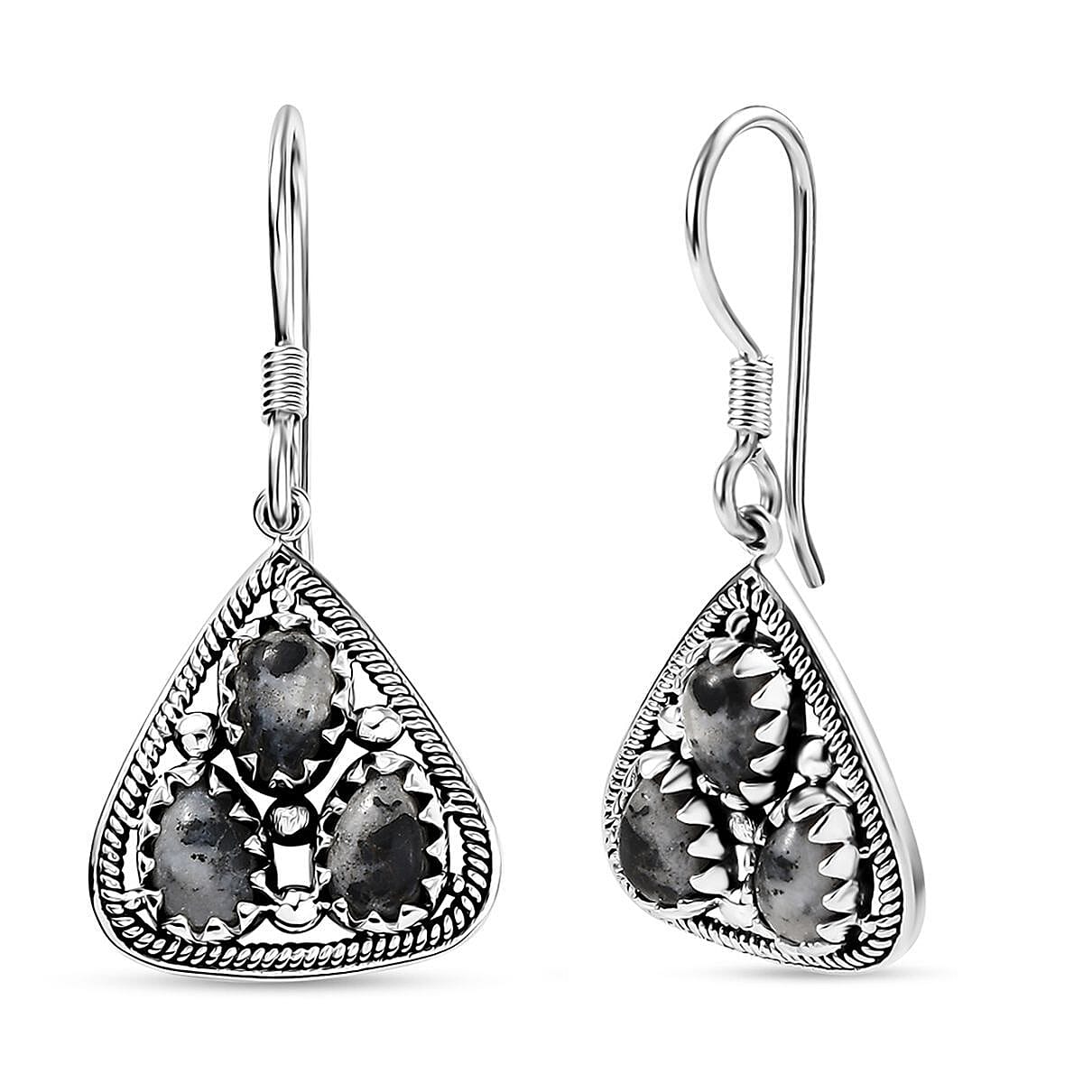 D'Joy Artisan Crafted White Buffalo 2.60 ctw Southwest Earrings in Sterling Silver