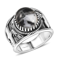 D’Joy Artisan Crafted White Buffalo 5.00 ctw Ring in Sterling Silver (Size 7.0)