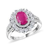 D'Joy Tanzanite and Moissanite 2.40 ctw Ring in Rhodium Over Sterling Silver