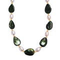 Green Jade (D) and  FreshWater Pearl 100.00 ctw Necklace in Stainless Steel (18 Inches) - Sticky add to cart bar