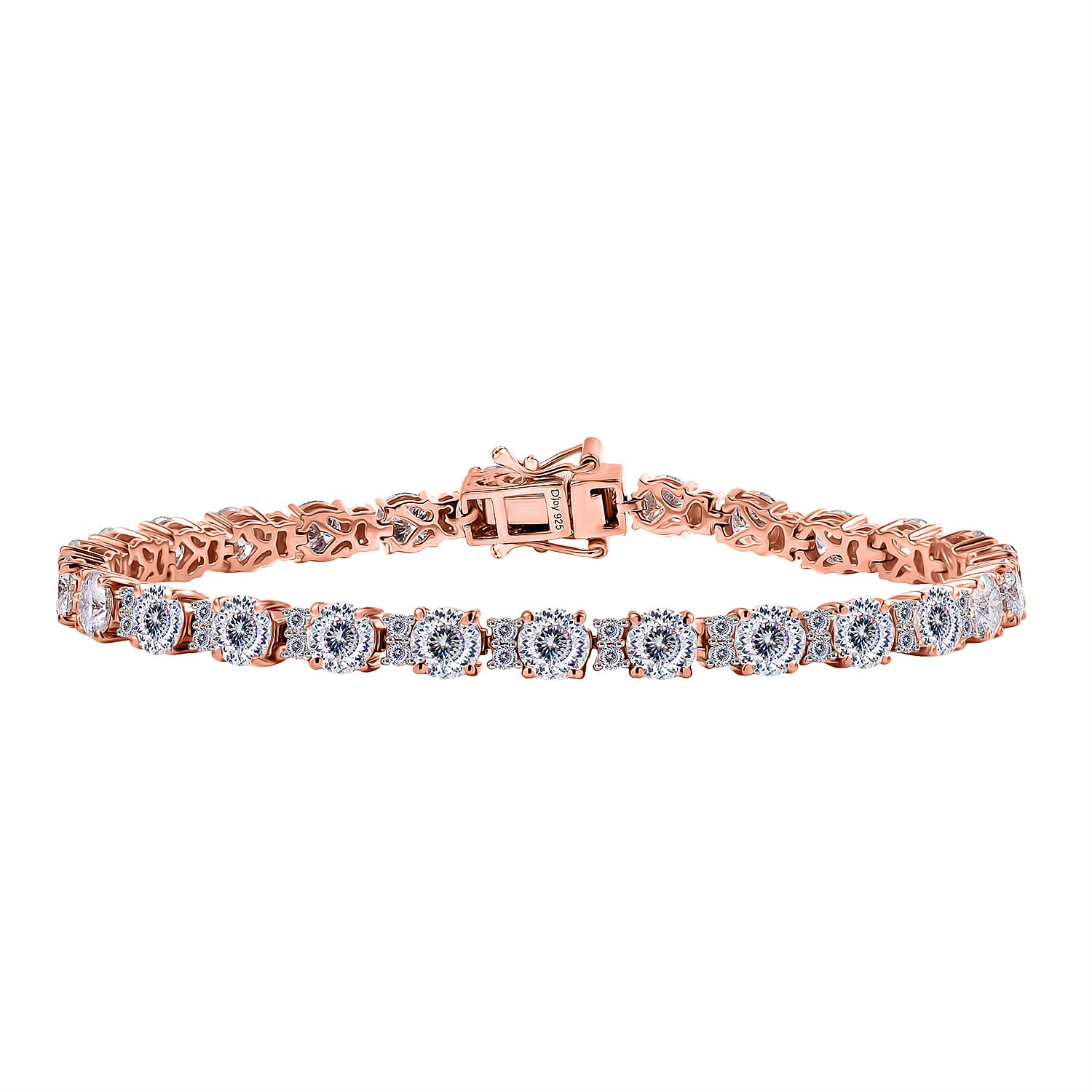 D’Joy Moissanite (Rnd 5mm) Bracelet in 18K Vermeil RG Over Sterling Silver (7.50 In) 12.80 ctw