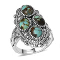 D’Joy Artisan Crafted Whispering Web Turquoise Ring in Sterling Silver (Size 10.0) 3.00 ctw - Sticky add to cart bar