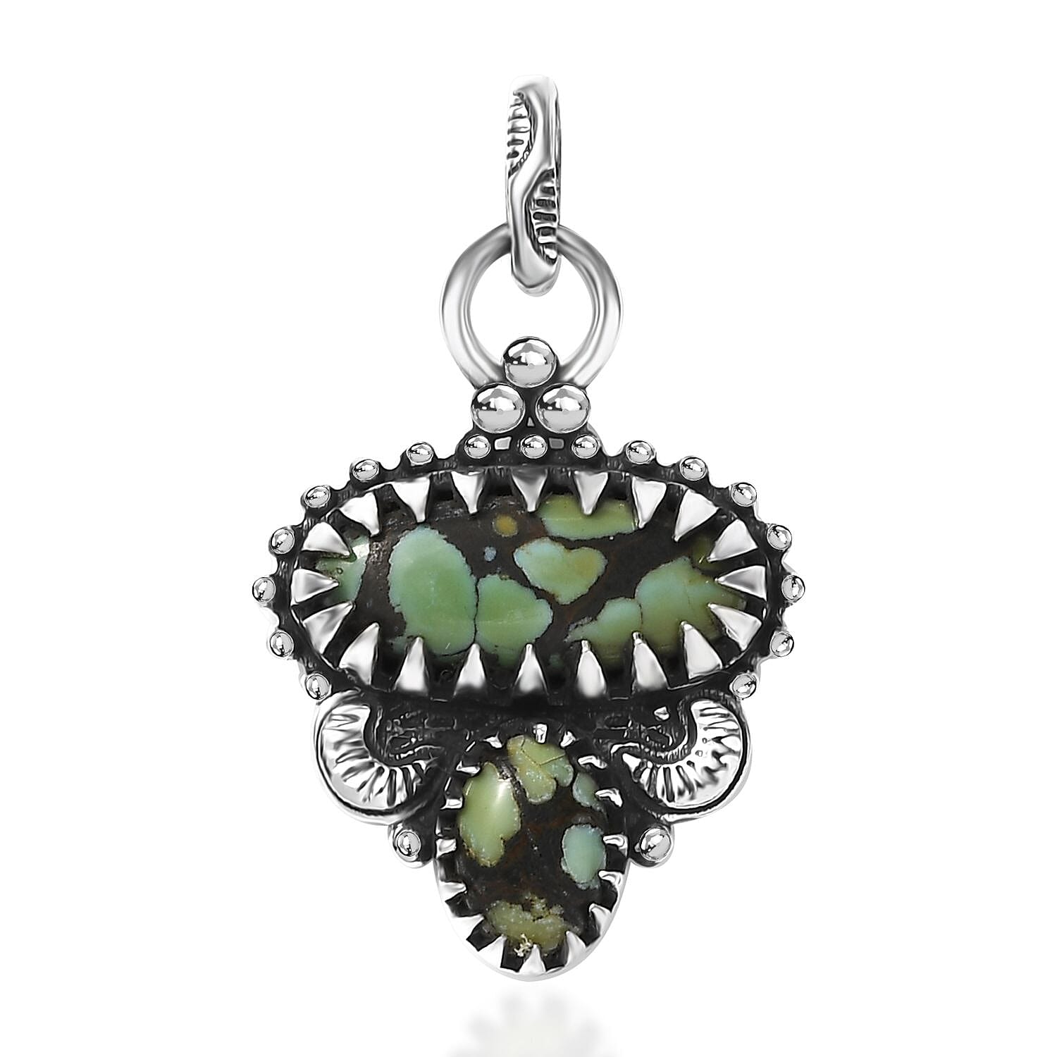 D'Joy Artisan Crafted Whispering Web Turquoise 2.65 ctw Pendant without Chain in Sterling Silver