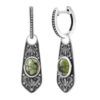 D'Joy Artisan Crafted Whispering Web Turquoise 2.60 ctw Navajo Earrings in Sterling Silver