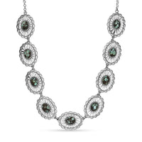 D'Joy Artisan Crafted Whispering Web Turquoise 10.75 ctw Concho Necklace 18 Inches in Sterling Silver